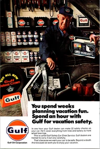 1967 Gulf Oil Gulf Dealer Safety Car Check Vintage Print Ad - Ephemera Full Page - Picture 1 of 1