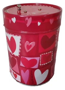 Lambertz Musical Valentine's Theme Empty Tin Made in Germany, Embossed Hearts - Picture 1 of 9