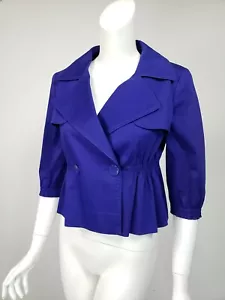 PHILOSOPHY ALBERTA FERRETTI Purple-Blue Cotton Double-Breasted Short Jacket 42 6 - Picture 1 of 4