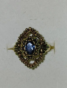 Vintage Avon Family Heirloom Ring With Blue Stone & Flower Design Ring Size 6 - Picture 1 of 6
