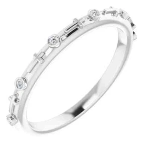 Juego de bisel de diamante anillo cruzado en oro blanco 14K (.03 CTW) - Imagen 1 de 5