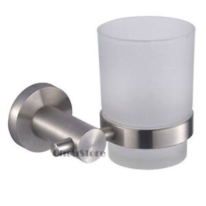 Brushed Stainless Steel Wall Mounted Toothbrush Holder Cup (Single/Double) D416