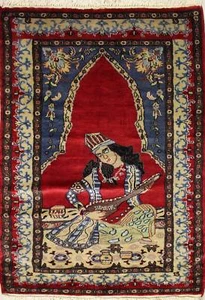 Rugstc 3x5 Pak Persian Red Rug, Hand-Knotted,Pictorial Khayaam,Silk/Wool - Picture 1 of 5