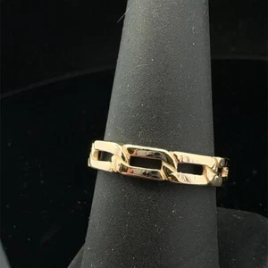 14K Gelbgold Band mit Gliederdesign 4,4 mm breit 3,8 g Größe:8 (WCP030840) - Bild 1 von 5