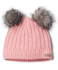 NEW Columbia Youth Snow Problem II Beanie One Size Columbia Pink Double Pom - Picture 1 of 4