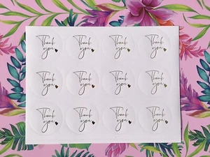 36pcs 3.5cm Round White Thank You Kraft Stickers Gift Favour Box Sealed Labels - Picture 1 of 2