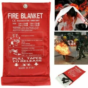 1X1M 1/2Pcs Quick Release Home Office Safety Shelter Large Fire Blanket In Case - Picture 1 of 18