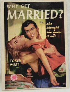 Pulp Book Cover Refrigerator Magnet "Why Get Married" Token West - Picture 1 of 4