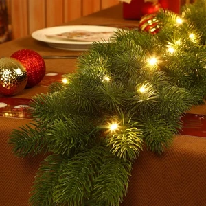 Alupssuc 6ft Pre-Lit Christmas Garland, Artificial Lighted Norfolk Pine Garla... - Picture 1 of 1