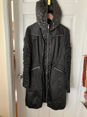 DAWN LEVY Negro Cremallera Damas Sudadera con Capucha/Chaqueta/Cárdigan/Abrigo L Foto 1 de 4