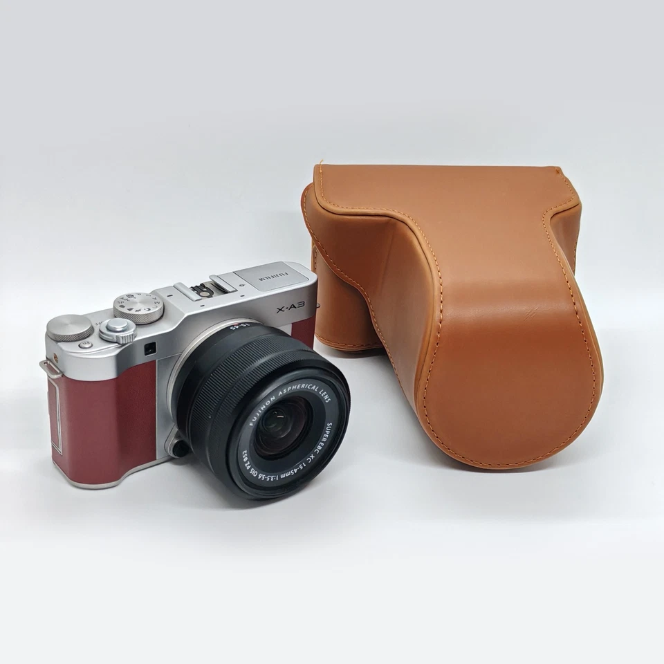Funda de cuero para Fuji X-A3 con lente 16-50 / 15-45 mm cámara BOLSA CORREA DE AGARRE Foto 1 de 1