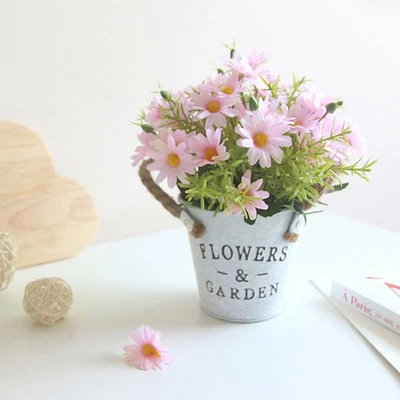  3 PCS Artificial Potted Plants Flower Daisy Bonsai Decor Realistic - Image 1 of 4