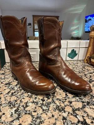 Cuerdas de cuero de vaca Lucchese Classics hechas a mano L3512RR marrón aceitado talla 9,5D Foto 1 de 4