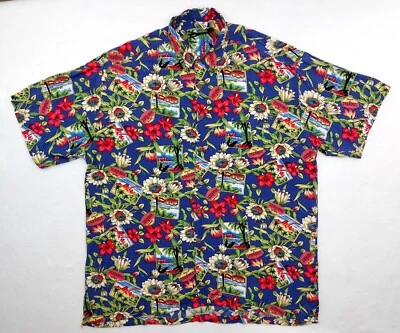 Bali Livin Tropical Shirt Mens XL Polynesian Island Vacation Palm Tree Hibiscus - Image 1 of 4
