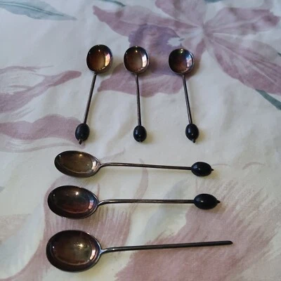 Set of 6 Sterling Silver Coffee Bean Demitasse Spoons - Image 1 of 4