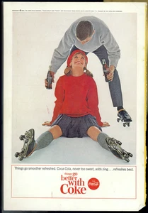 Coca Cola Advertisement - Vintage Feb 1964 Coke Soda Pop Roller Skater Print Ad - Picture 1 of 2