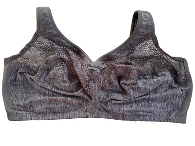 Glamorise Bra Size 48 G MagicLift Wire Free Moisture Control Lace Gray #1064 - Image 1 of 3