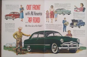 Anuncio impreso de automóvil Ford 1949 vintage, vehículo verde hermosos colores - Imagen 1 de 1