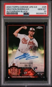 Grayson Rodriguez 2023 Topps Chrome Update Sapphire Black RC Auto /10 PSA 10  - Picture 1 of 2