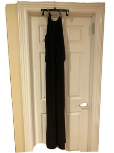 Laundry solid black w/ gold chain accents sleeveless zip closure jumpsuit size 8 - Picture 1 of 7