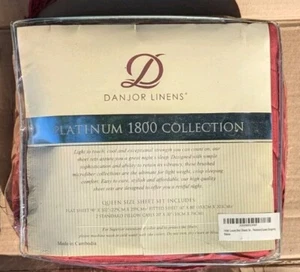 Danjour Linens Platinum 1800 Collection 4 pc Queen Size Sheet Set, Burgundy - Picture 1 of 2