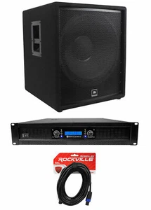 JBL Pro JRX218S 1400w 18" DJ PA Subwoofer Sub+2-Channel Power Amplifier+Cable - Picture 1 of 11