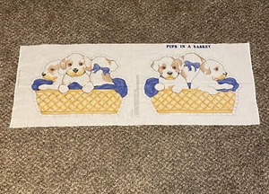 Pups In A Basket Pillow Fabric Material Craft 44x16 Spring Industries - Picture 1 of 8