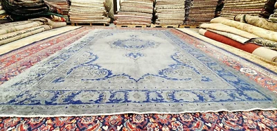 Alfombra Oushak teñida pila de lana envejecida rara antigua Cr1930-1949 7x10 pies Foto 1 de 4