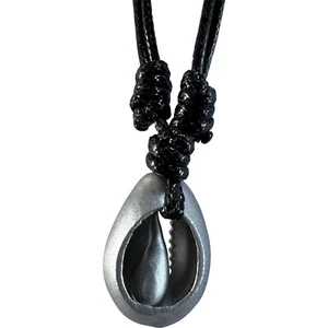 Silver Colour Shell Pendant Necklace Black Cord Chain Man Woman Boy Girl Jewelry - Picture 1 of 6