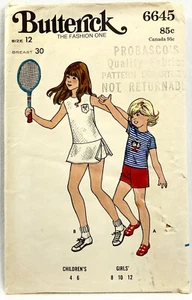 1970s Butterick Sewing Pattern 6645 Girls Pantdress 2 Sleeves Size 12 Vntg 11297 - Bild 1 von 2