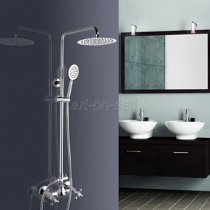 Wall Mounted Chrome Brass 8-inch Round Shower Head Rain Shower Faucet Set arg309 - Picture 1 of 9