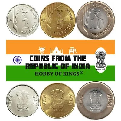 India | 3 Coin Set | 2 5 10 Rupees | 2019 - 2022 - Image 1 of 3
