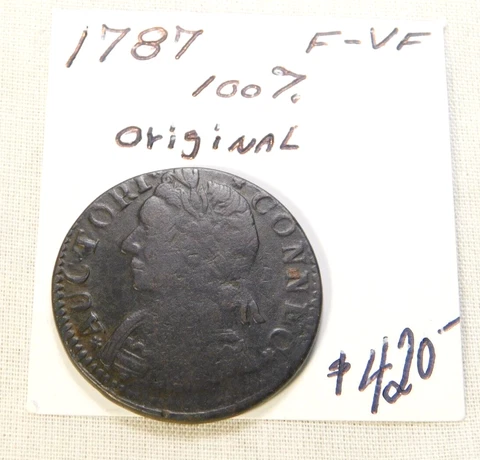 RARE 1787 CONNECTICUT COLONIAL 100% ORIGINAL F - VF STRANGE VARIETY? !!!!!!!!!⭐⭐ Cover
