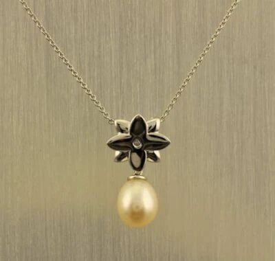 Oro di Mare Collier Süßwasserzuchtperle Diamant Kette 925er Sterling Silber - Bild 1 von 4