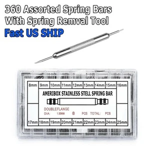 360pcs Watch PINS SPRING BARS Band Strap Link 8-25mm Repair Kit Stainless Steel - Picture 1 of 7