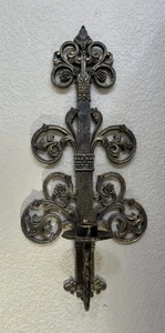 Vintage Gold Gothic Homco #4776 Mid Century Mod Decorative Wall Sconce USA 21" - Picture 1 of 7