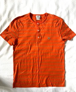 Lacoste Men's Orange Shirt w/Strips Sz Med - Picture 1 of 5