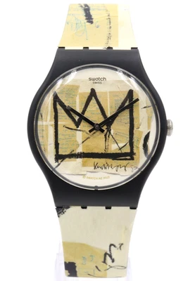 New Swiss Swatch UNTITLED BY JEAN-MICHEL BASQUIAT Art Watch 41mm SUOZ355 $110 - Image 1 of 4