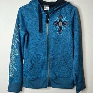 Harley Davidson türkis Fleece Full Zip Bling Jacke Small - Bild 1 von 7