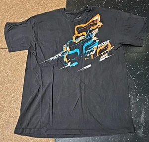 Camiseta Fox Racing Negra Naranja Azul Gráfica Logo Deluxe Motorsport Para Hombre L - Imagen 1 de 5
