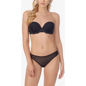 On Gossamer Womens Black Lace Trim Strapless Demi Push-Up Bra 32B BHFO 5007 - Picture 1 of 1