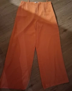 Elegante Damen Hose Palazzohose Chiffon Satin lachs orange Gr. 38 2 lagig +Schal - Bild 1 von 9