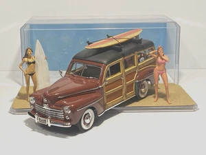 American Diorama Surfer Casey + RARE March Bikini Girl + 1948 Ford Woody + Case - Picture 1 of 16