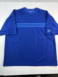 Adidas Mens Large Blue Short Sleeve Training Shirt Royal Vintage 1990S Flag Tag - Picture 1 of 11