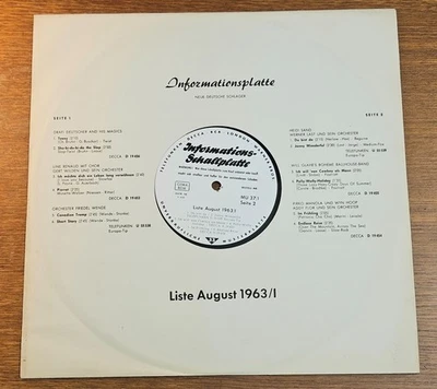 TELDEC Informationsplatte PROMO LP Aug 1963 HEIDI SAND Pirko Manola DRAFI Wende - Bild 1 von 4