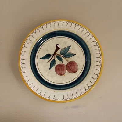 Set of 2 Vintage Stangl Pottery 8" Cherry Fruit Plates Farmhouse USA - Image 1 of 4