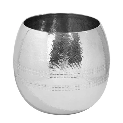 Fink Edelstahl Übertopf 39x40 cm Blumentopf silbernes gehämmertes Pflanzgefäß - Bild 1 von 4