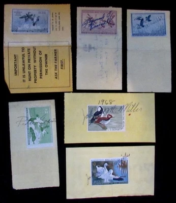 (6) Michigan Hunting Licenses with Stamps - Used  - RW18 to RW37 - Image 1 of 4