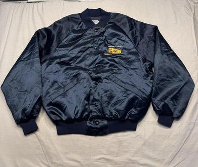 Chaqueta de bombardero vintage Railway Carmen para hombre azul medio satinado ajuste profesional EE. UU. AÑOS 80 Foto 1 de 4