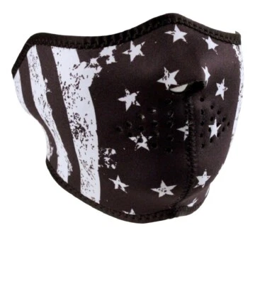 Black White American Flag USA Neoprene Mask Biker ATV Ski Costume Reversable — 第 1/2 张图片